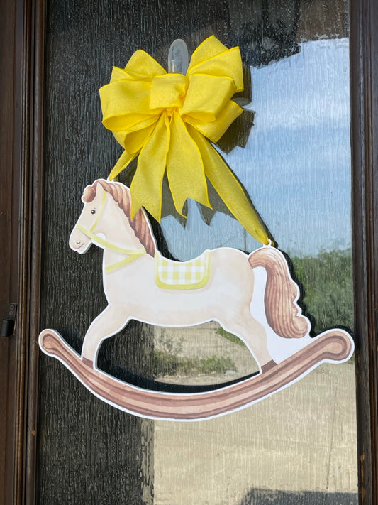 Yellow Rock-A-Bye-Baby Door Sign