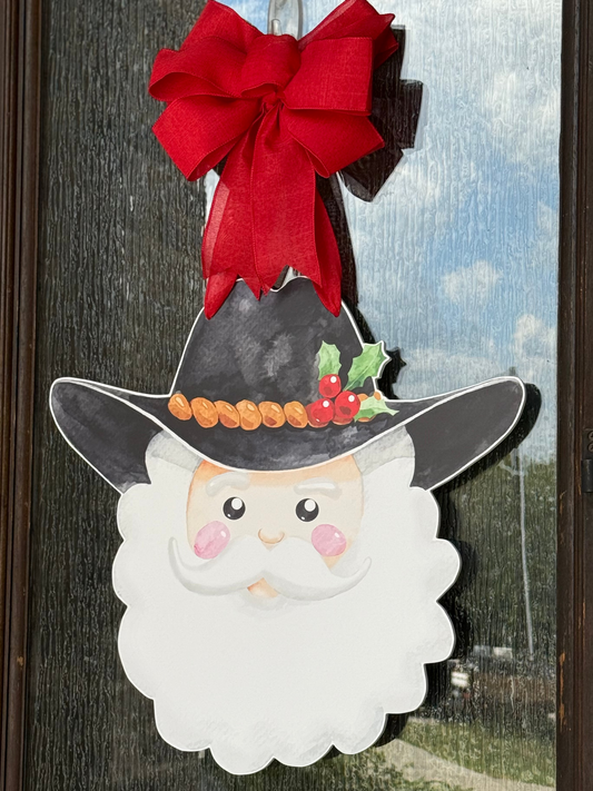 Cowboy Santa Door Sign