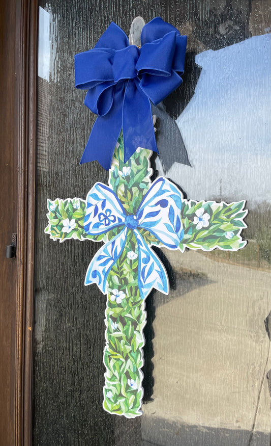 He Has Risen Cross Door Sign