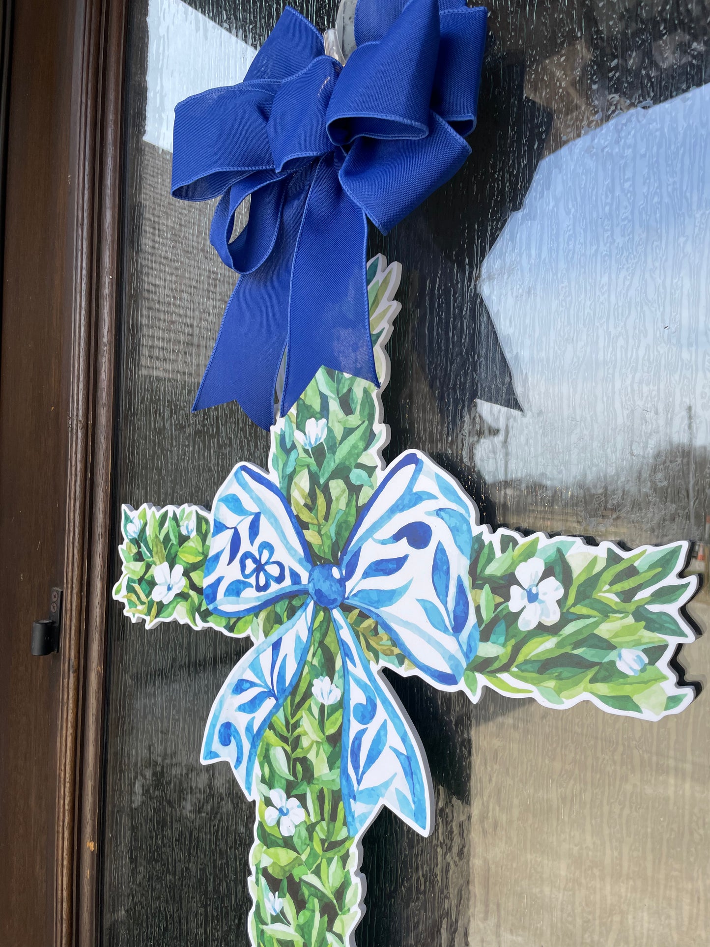 He Has Risen Cross Door Sign